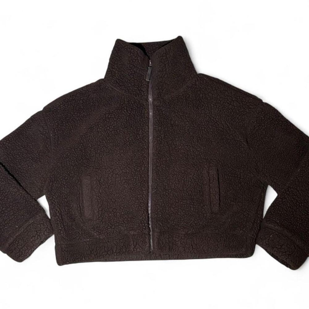 Brown cropped fleece jacket